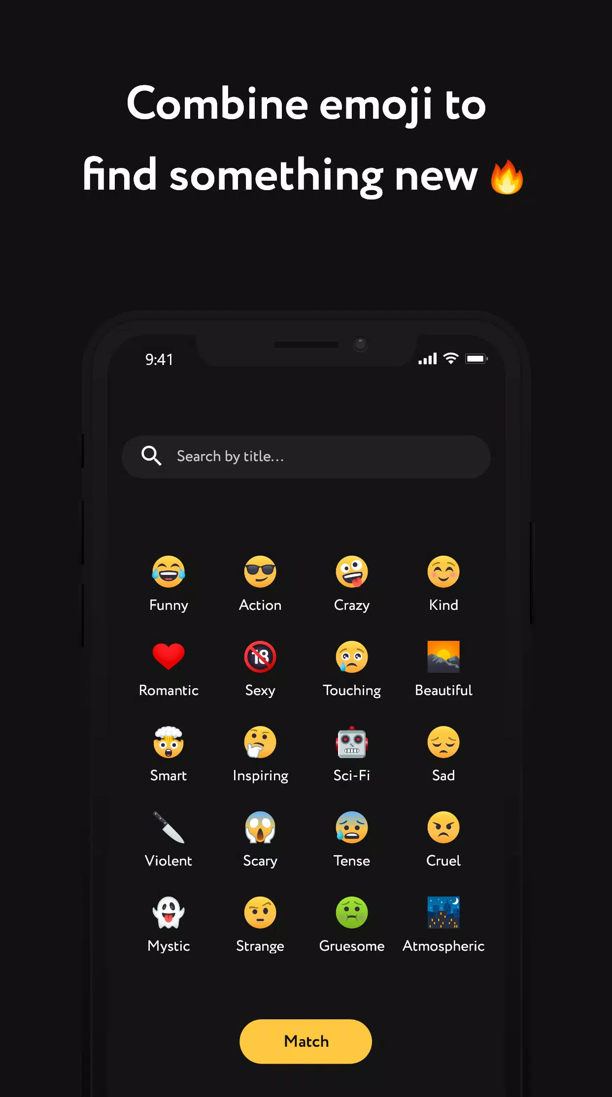 Emovi product screen: Combine emoji to find something new