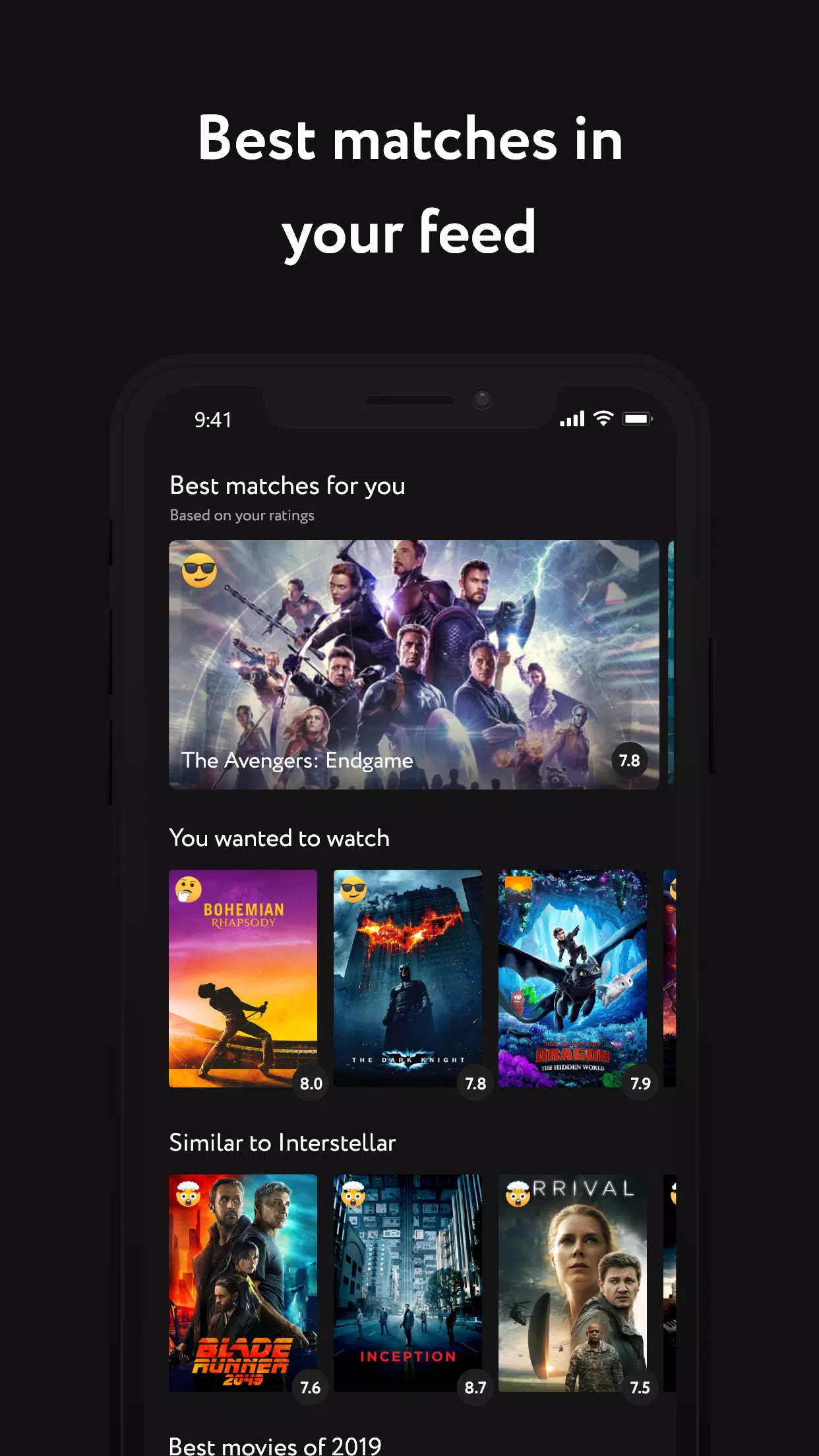 Emovi product screen: Best matches in your feed