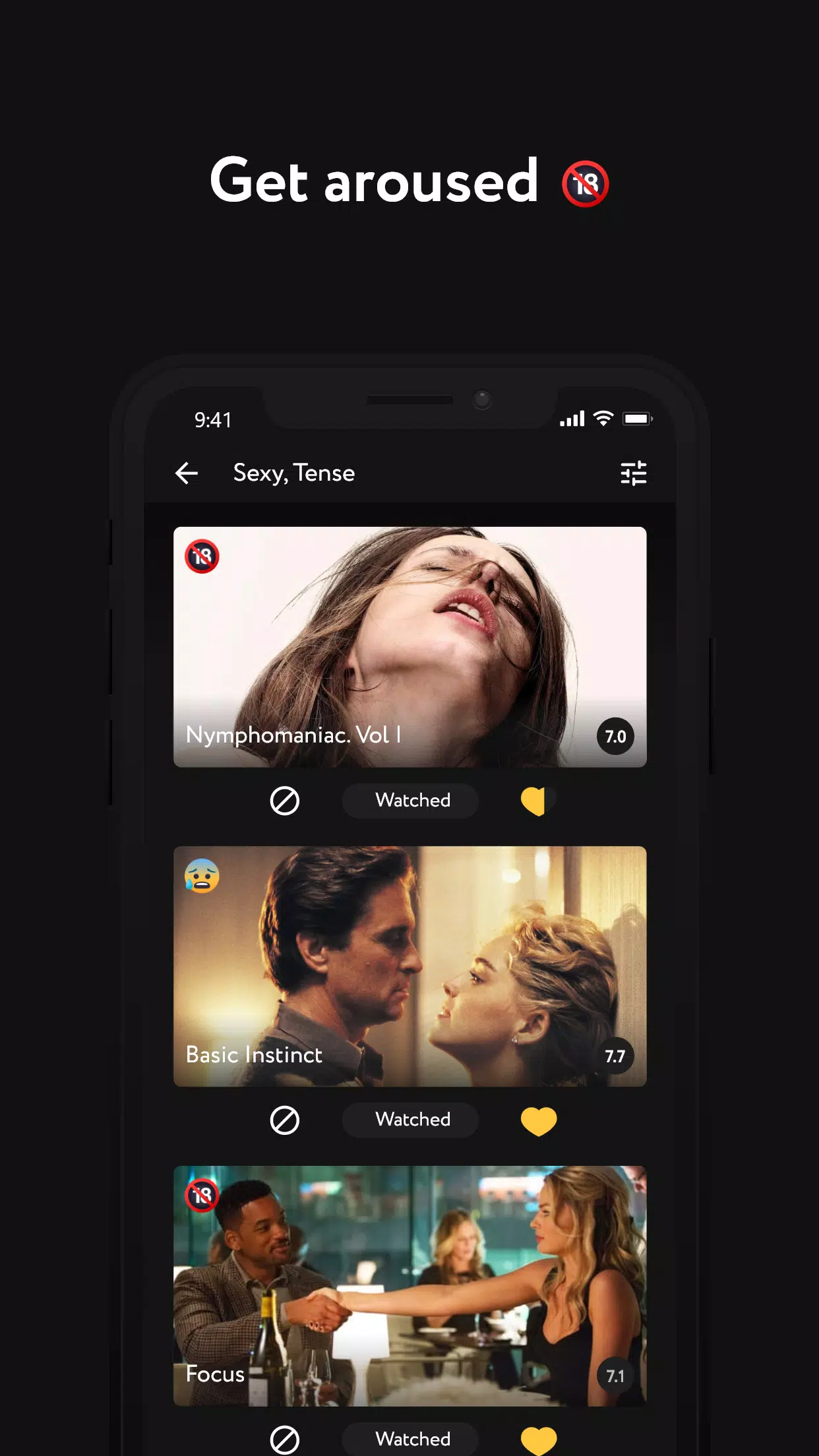 Emovi product screen: Mature mood recommendations